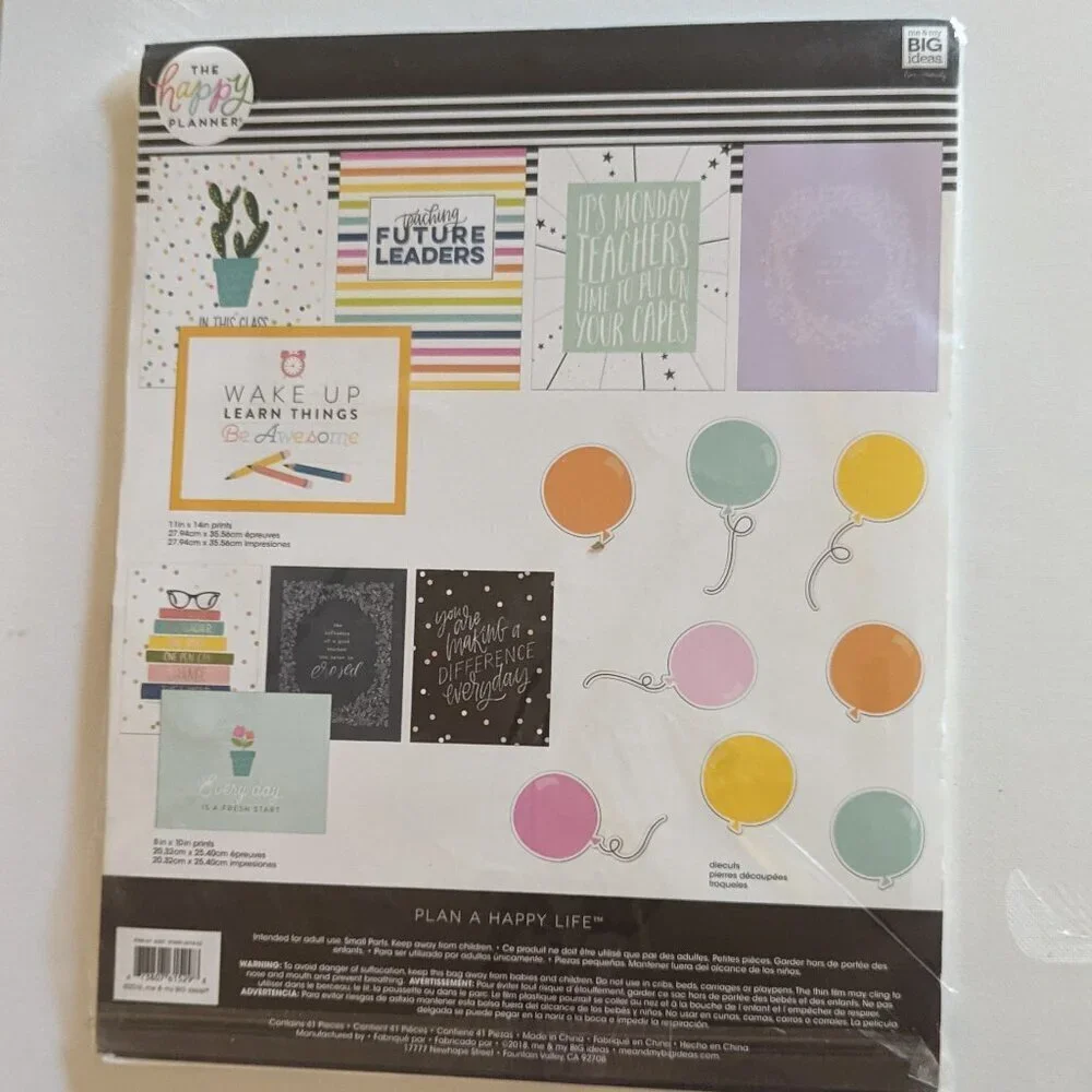 NWT Happy Planner Teacher 'Change the World' 41pc Wall Art Kit Classroom School